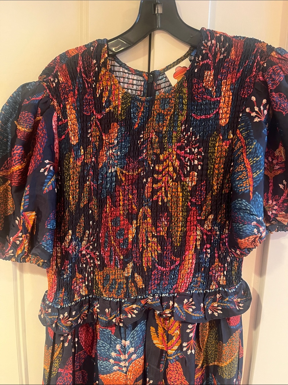 FARM Rio Navy Maxi Dress with Orange, Pink & Green Botanical Print - Picture 6 of 8